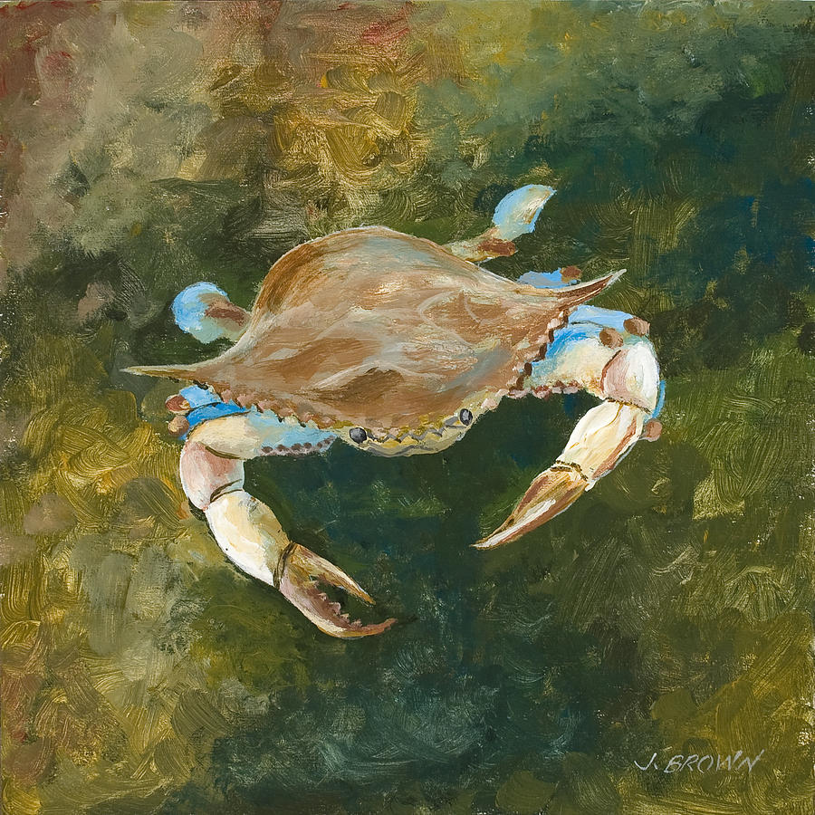Beach Painting - Lighter Blue Crab by John Brown