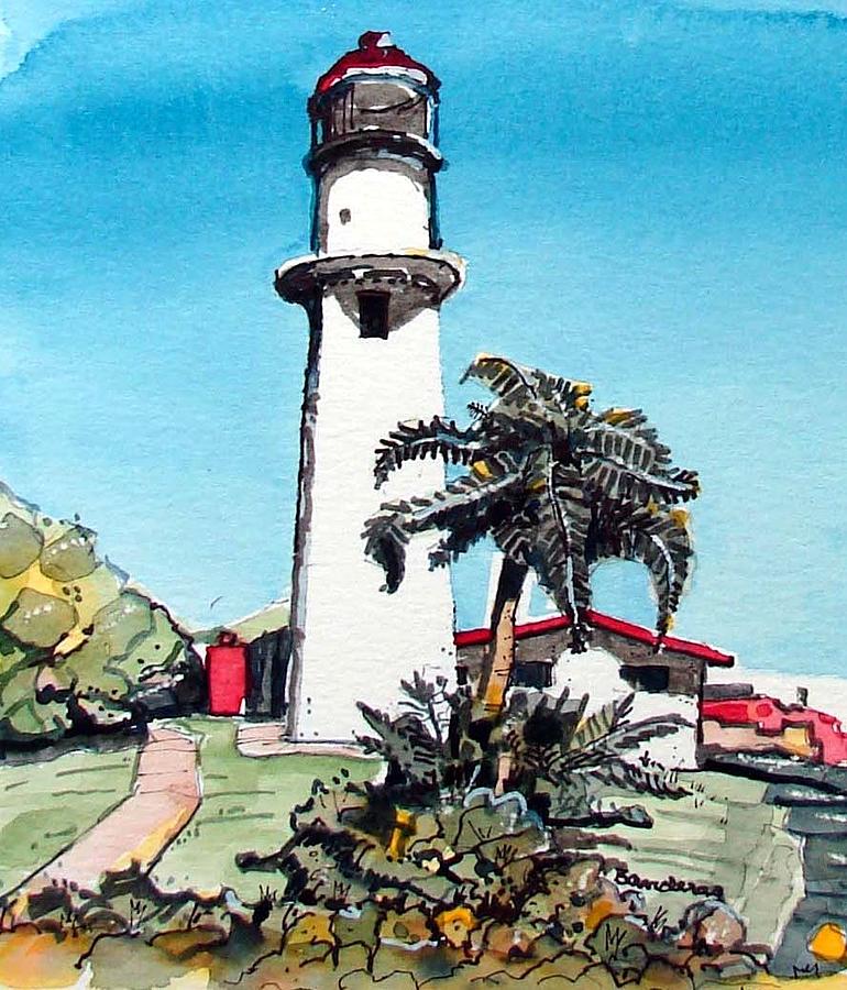 Lighthouse At Diamond Head Painting by Terry Banderas