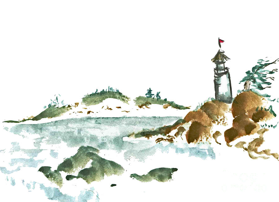 Lighthouse Painting by Ellen Miffitt