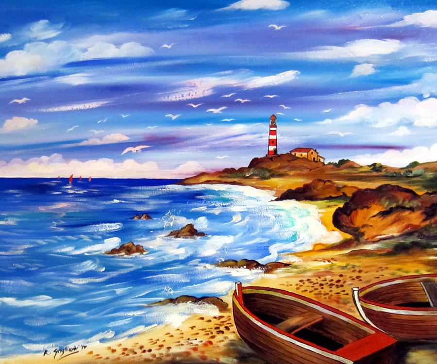 Lighthouse Island Painting by Roberto Gagliardi