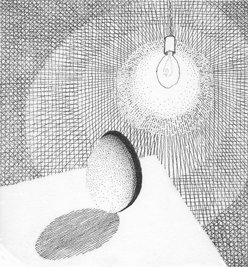 Egg Drawing - Lighting by Egg by Phil Burns