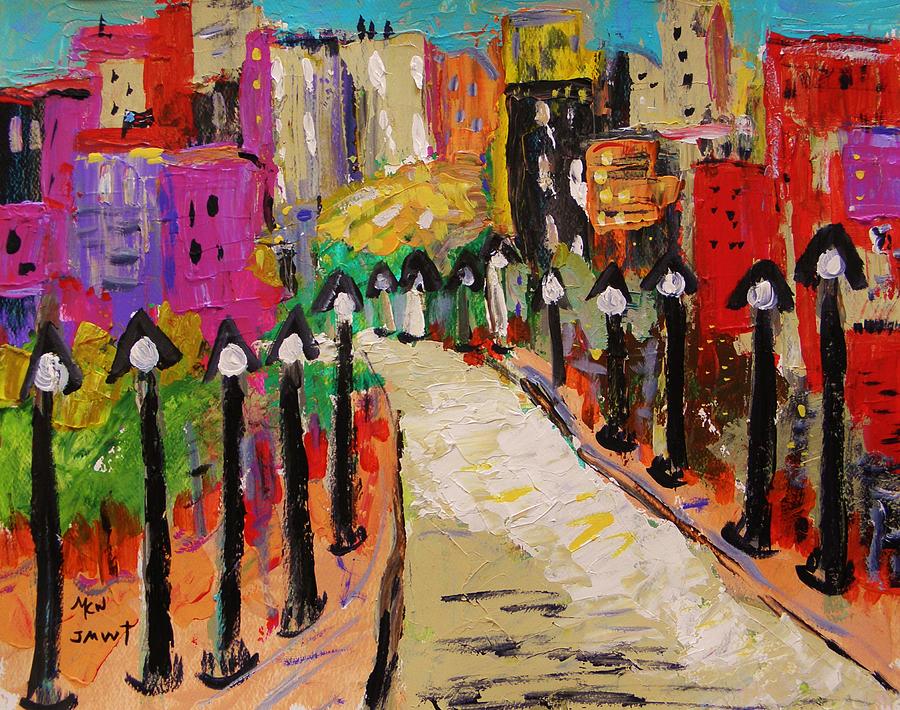 City Painting - Lighting the Way by Mary Carol Williams