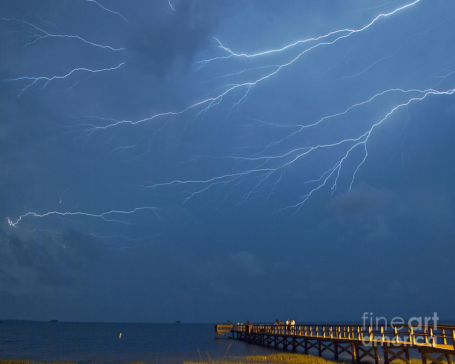 Lightning at Crystal Beach Photograph by Stephen Whalen