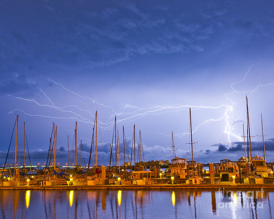 Lightning at the Marina Photograph by Stephen Whalen