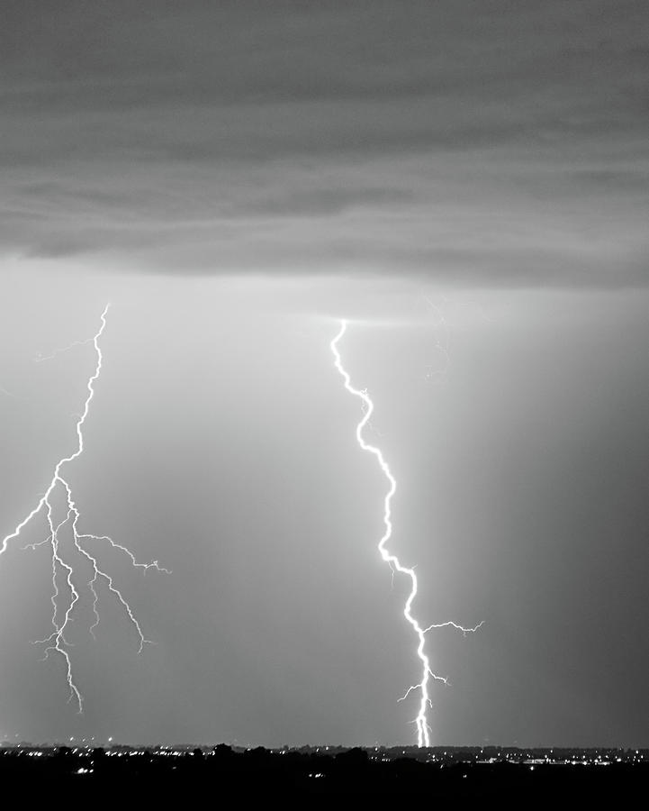 Lightning Bolt With a Fork BW Photograph by James BO Insogna