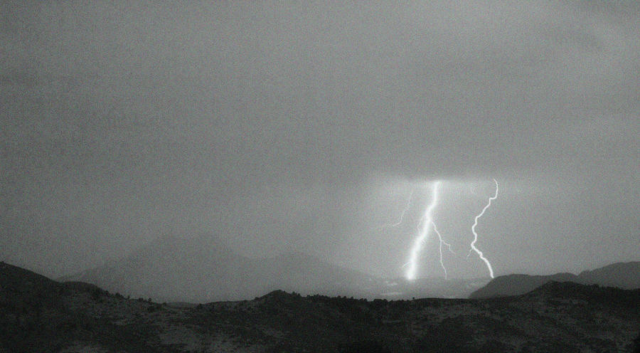 Lightning Bolts Hitting the Continental Divide BW Crop Photograph by James BO Insogna