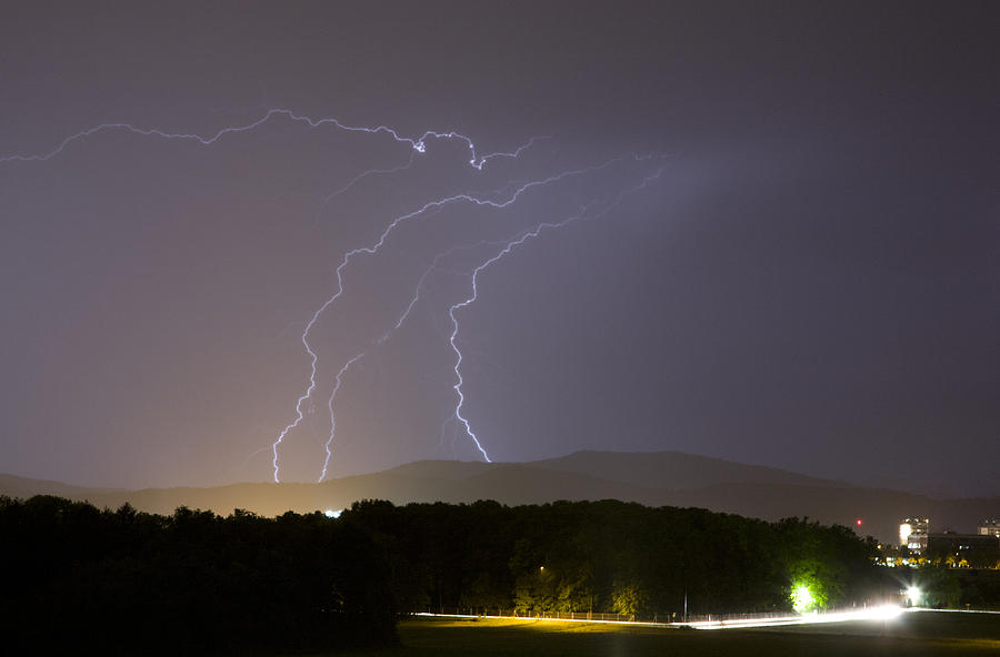 Lightning Over Residential Area Of Ljubljana Photograph