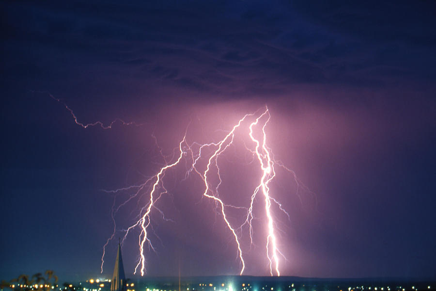 Lightning Over St Pats Photograph by Robert Caddy