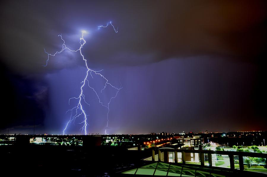 Lightning Over The City Photograph