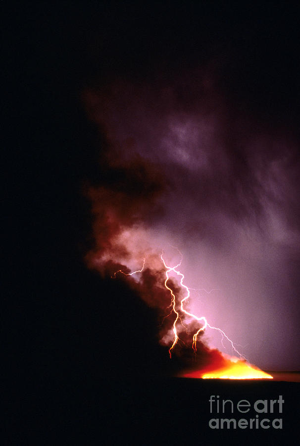 Nature Photograph - Lightning Starts a Fire by David R Frazier and Photo Researchers