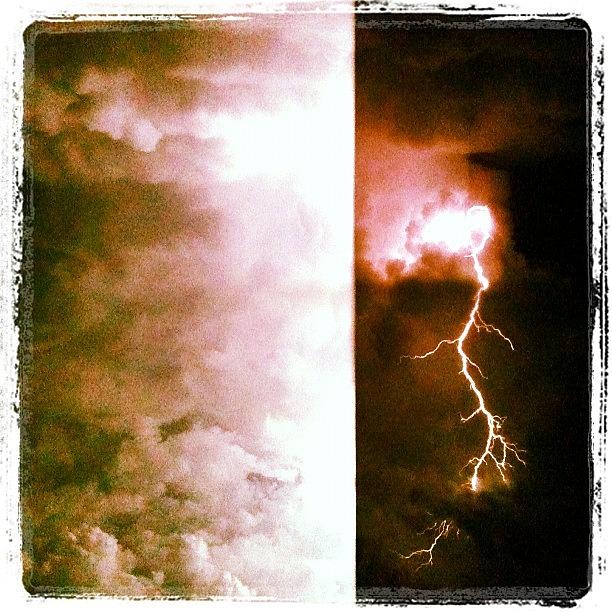 Abstract Photograph - Lightning Storm Monkey face At Thirty six thousand ft. Central Africa by Tony Benecke