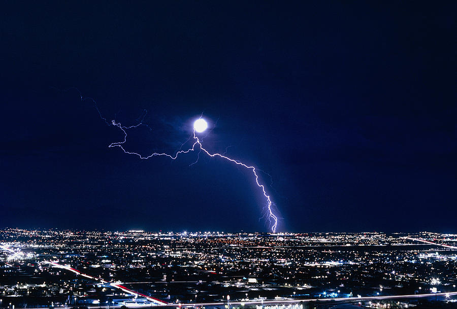 Lightning Strike At Night In Tucson, Arizona, Usa Photograph by Keith Kent  - Pixels