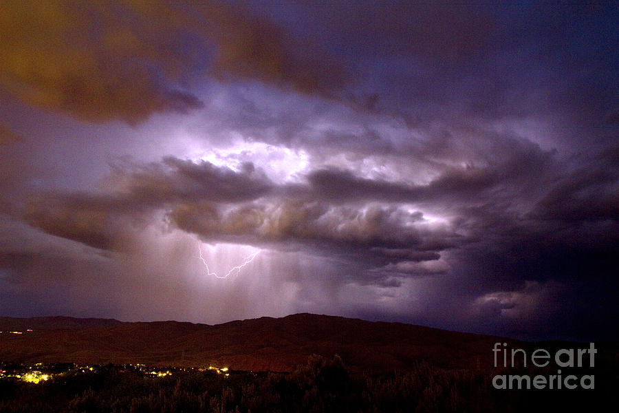 Boise Photograph - Lightning Strikes During a Thunderstorm by David R Frazier and Photo Researchers