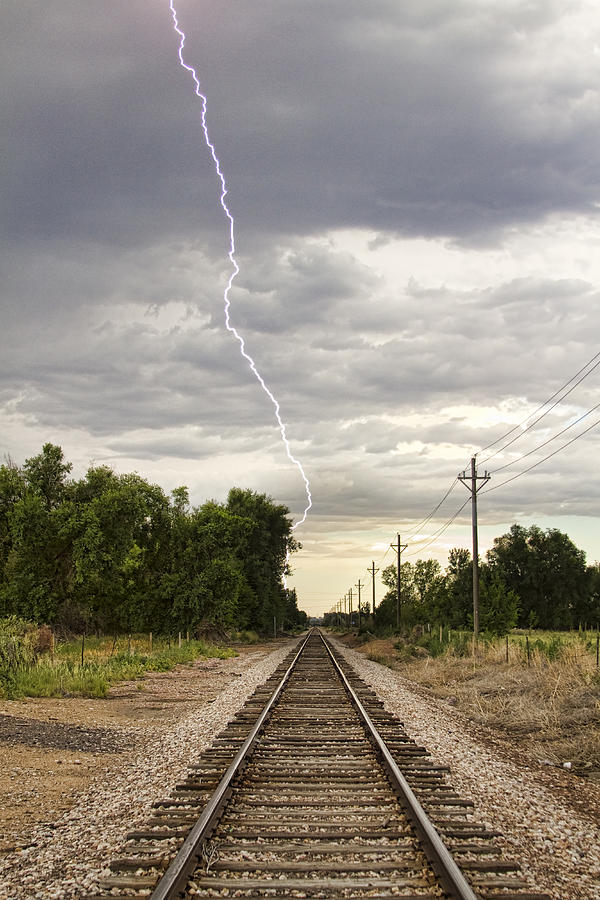 Lightning Striking By The Train Tracks Photograph by James BO Insogna