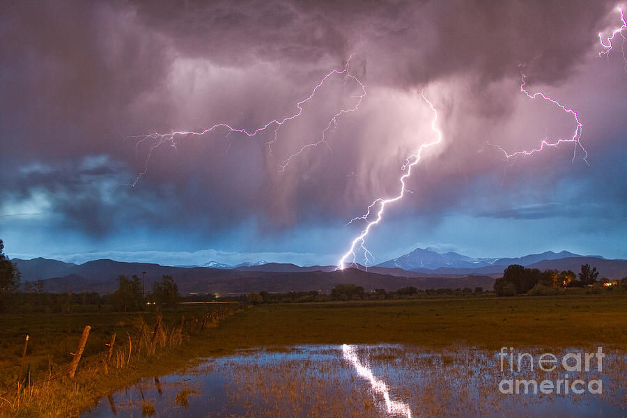 Lightning Striking Longs Peak Foothills 2 Photograph by James BO Insogna