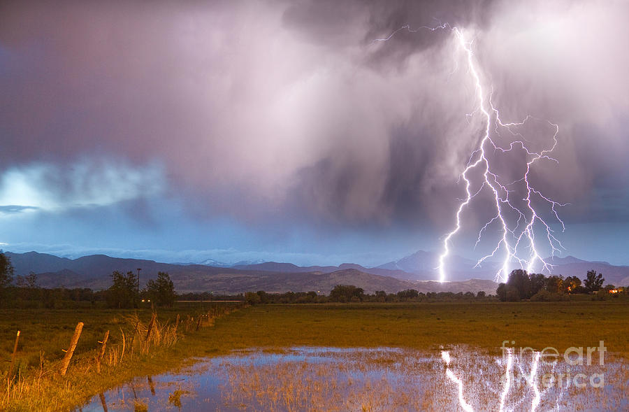 Lightning Striking Longs Peak Foothills 6 Photograph by James BO Insogna