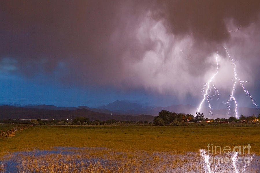 Lightning Striking Longs Peak Foothills 8 Photograph by James BO Insogna
