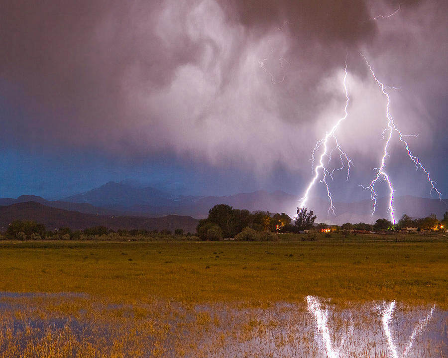Lightning Striking Longs Peak Foothills 8C Photograph by James BO Insogna