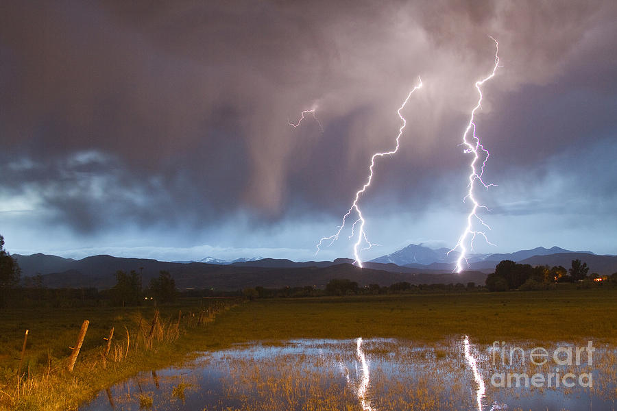 Lightning Striking Longs Peak Foothills Photograph by James BO Insogna