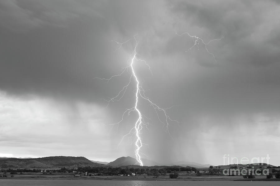 Landscape Photograph - Lightning Twine Striking the Colorado Rocky Mountain Foothills #1 by James BO Insogna