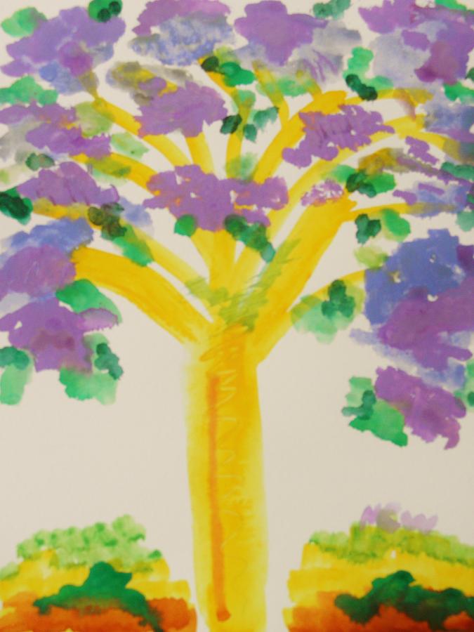 Lilac Lavender Tree Painting by Mary Carol Williams