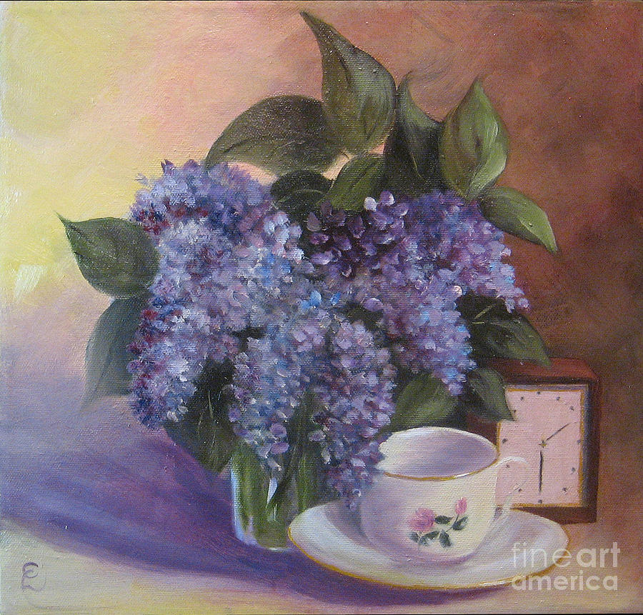 Tea Painting - Lilac Vignette by Colleen Lambert