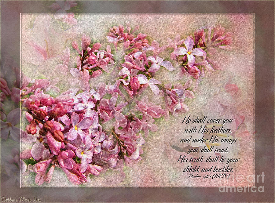 Lilacs with verse Digital Art by Debbie Portwood