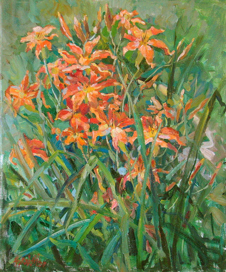 Flower Painting - Lilies by Juliya Zhukova