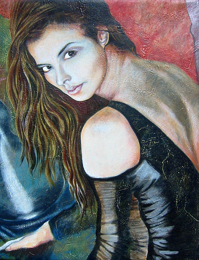 Portrait Painting - Liljana in oil by Zoran Peshich