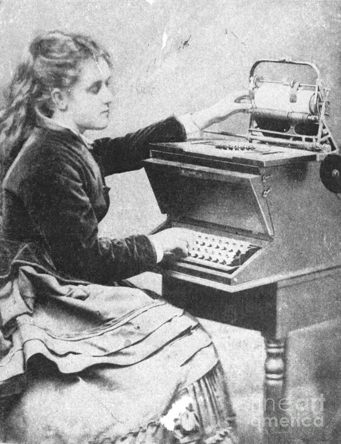 Lillian Sholes, The First Typist, 1872 Photograph by Science Source