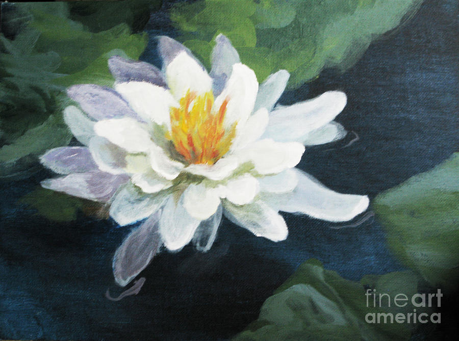 Floral Painting - Lily in Water 2 by Judith Reidy