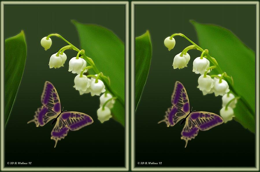 Lily of the Valley - Gently cross your eyes and focus on the middle image Photograph by Brian Wallace