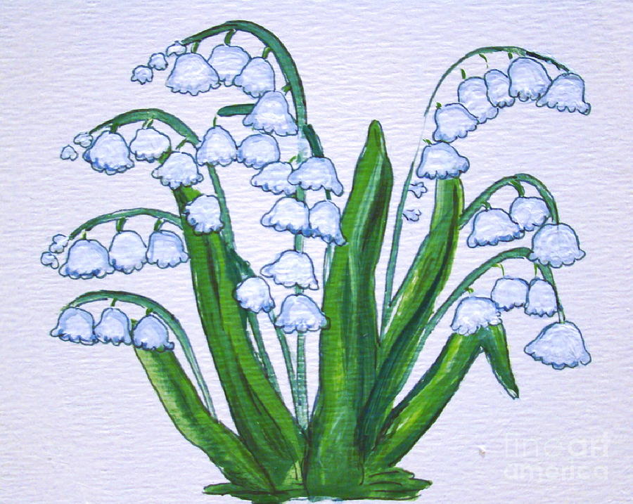 Lily-of-the-Valley in Full Glory Painting by Leea Baltes