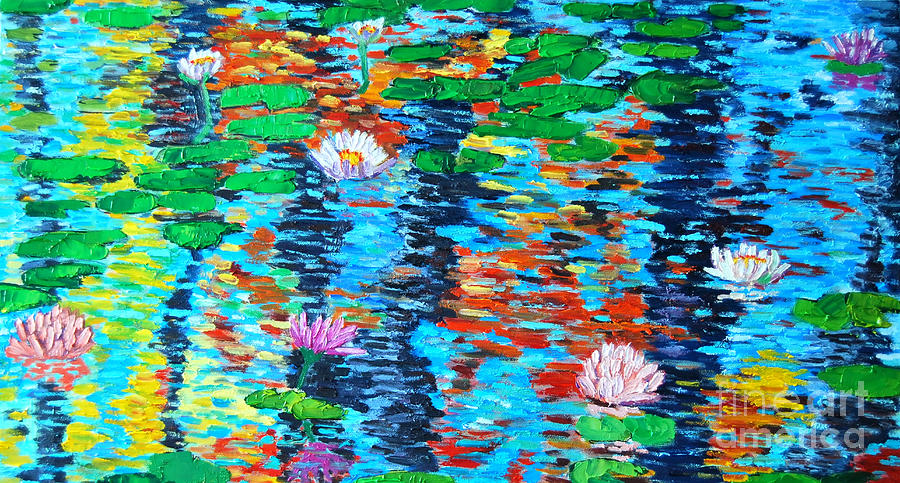 Lily Pond Fall Reflections Painting by Ana Maria Edulescu