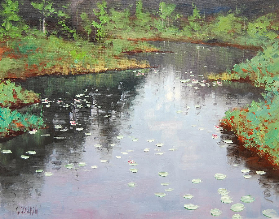 Flower Painting - Lily Pond Reflections by Graham Gercken
