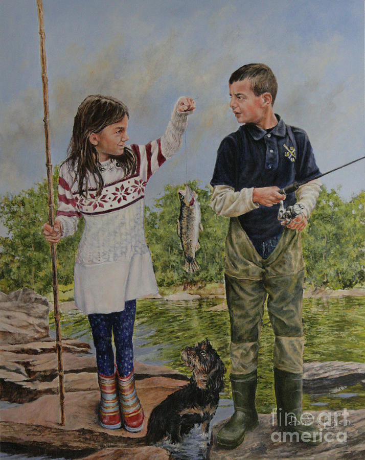 Portrait Painting - Lilys Fish. by David McEwen