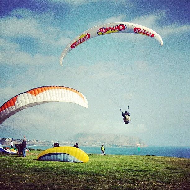 Fly Photograph - #lima  #peru #park #fly #paragliding by Cesar D Romero