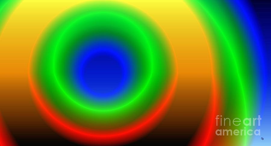 Abstract Digital Art - Lime Blue and Tangerine by Ron Bissett
