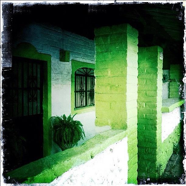 Colorful Photograph - Lime Green & White House (puerto by Natasha Marco