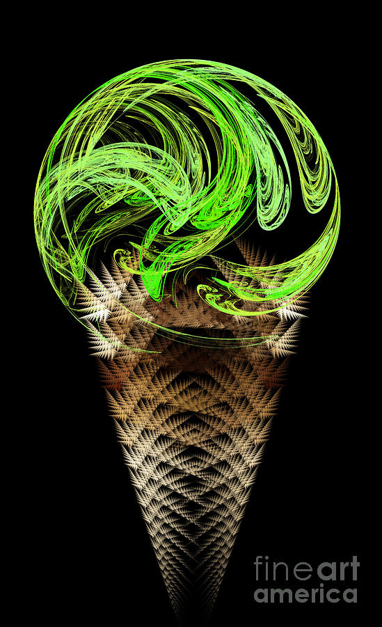 Lime Ice Cream Cone Digital Art by Andee Design