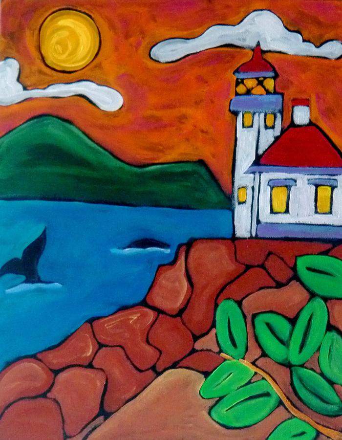 Whale Painting - Lime Kiln San Juan Island by Carla Seaton