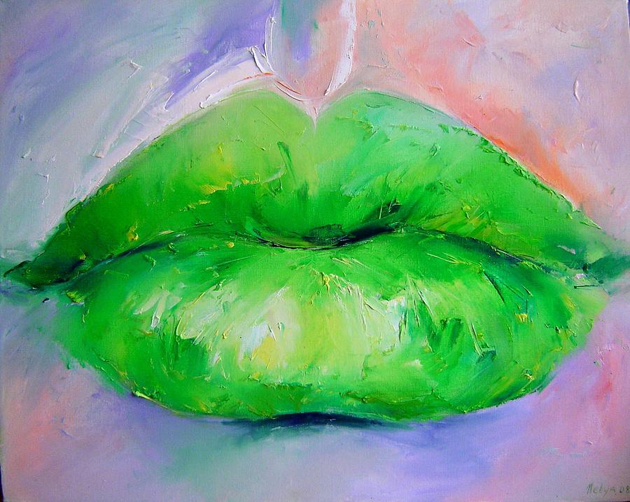 Abstract Painting - Lime Kiss by Nelya Shenklyarska