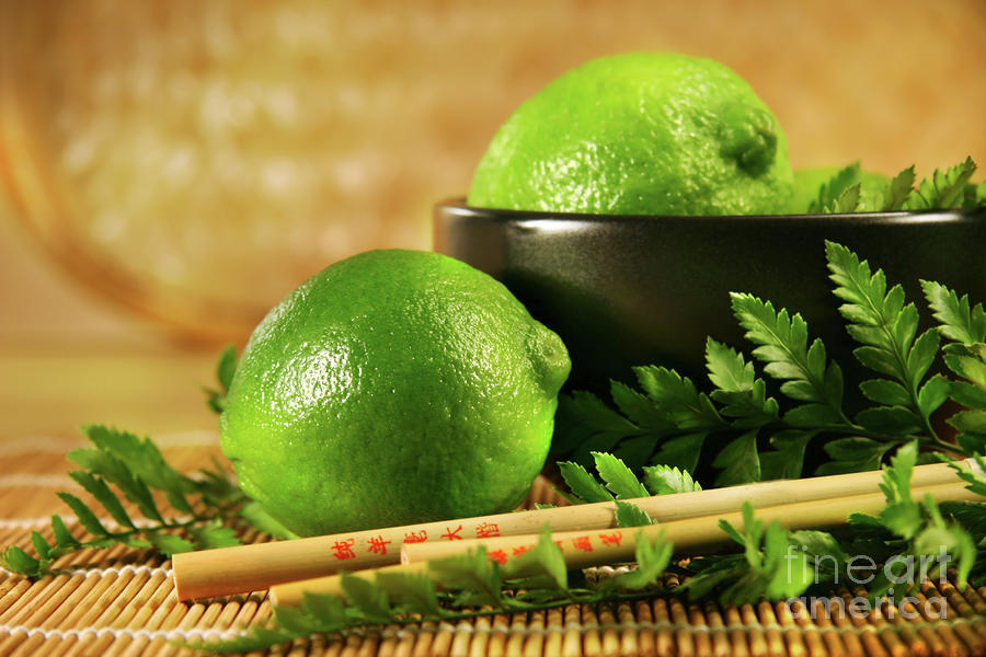 Cool Photograph - Limes with chopsticks by Sandra Cunningham