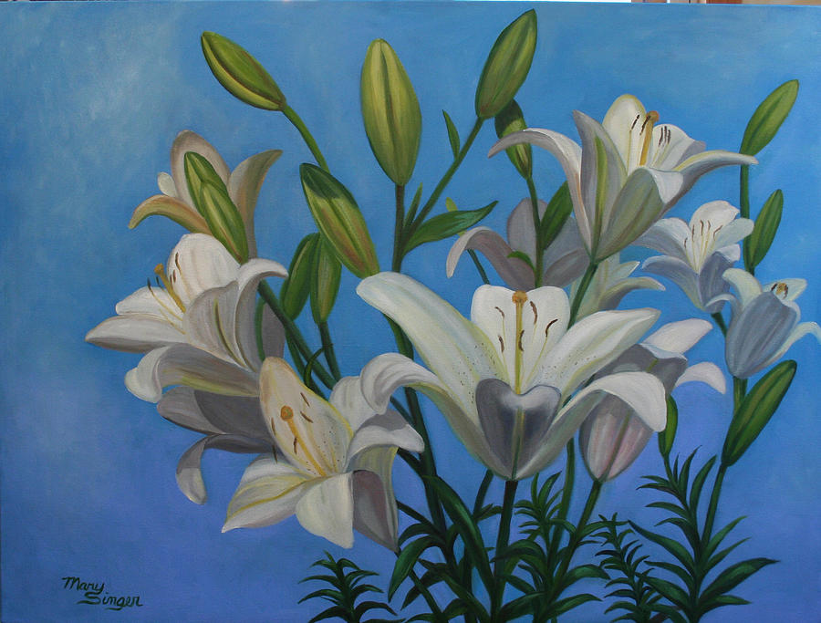 Lindas Lilies Painting by Mary Singer