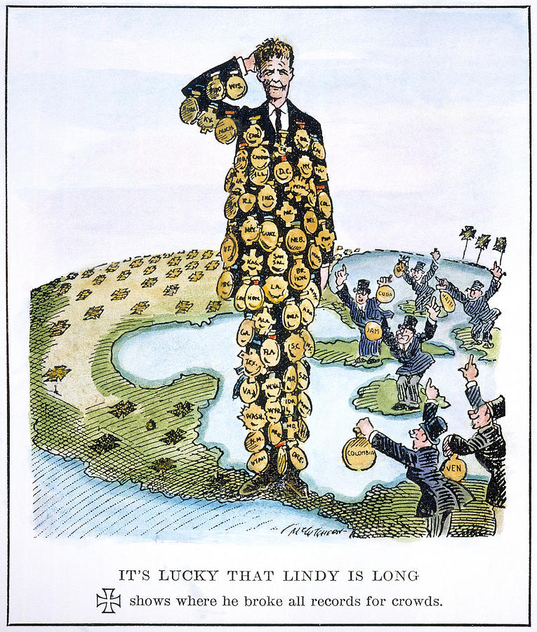 Lindbergh Cartoon Drawing by Granger Lindbergh Cartoon Drawing by Granger