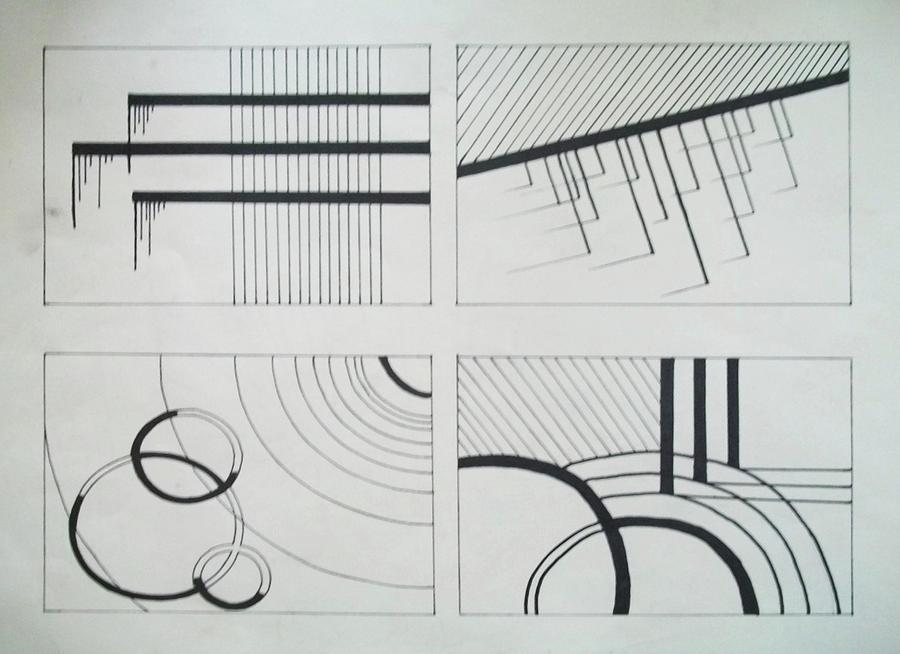 Line Composition Drawing by Sarah Lonthier | Pixels