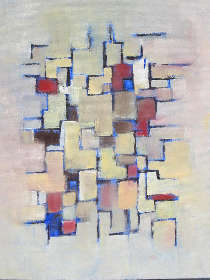 Abstract Painting - Line Series Red White Blue by Patricia Cleasby