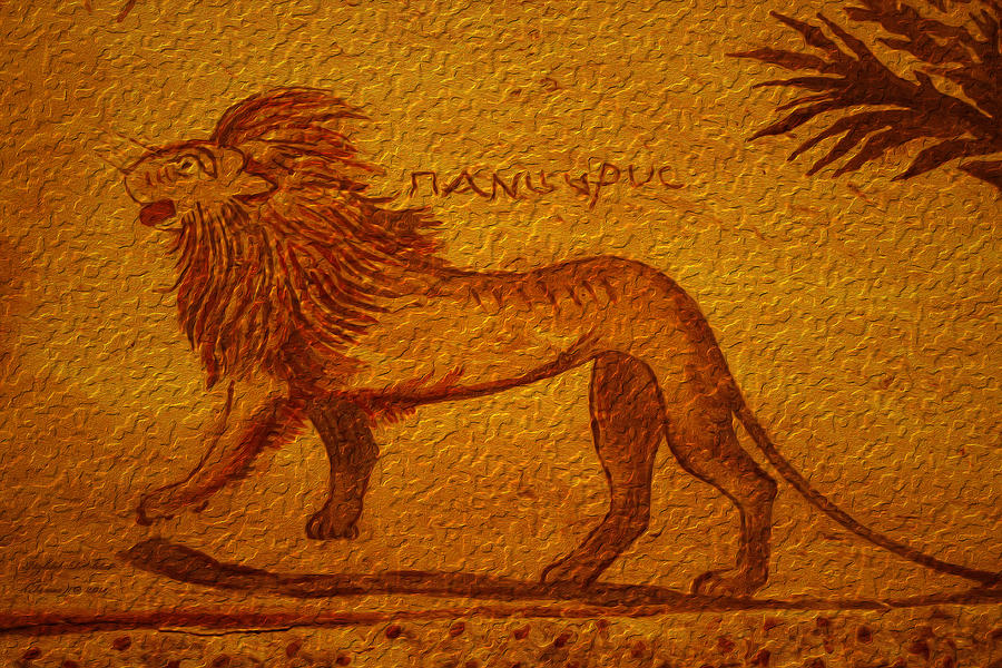 Lion King Ancient painting. by Itzhak Richter