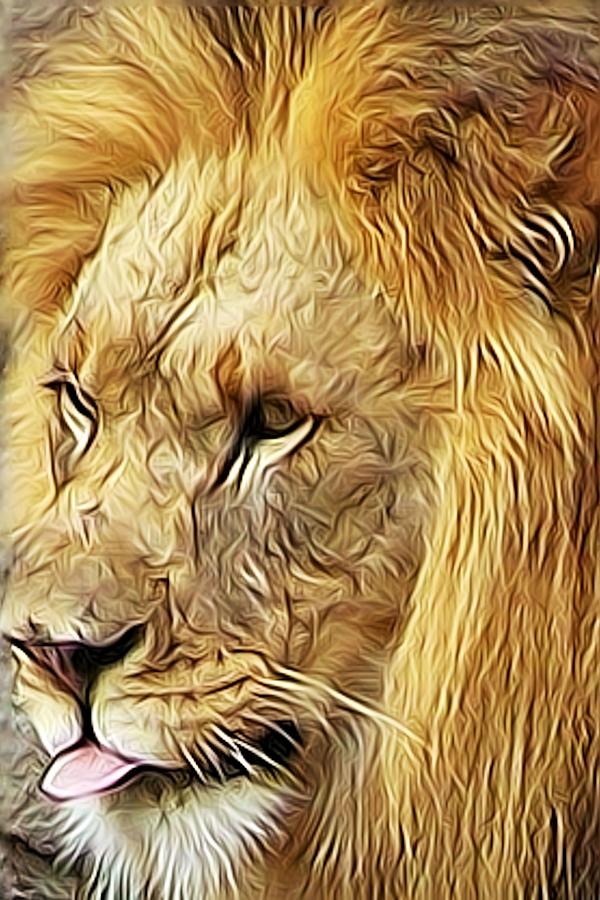 Lion Licks Digital Art