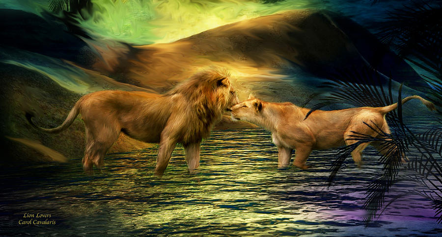 Lion Lovers Mixed Media by Carol Cavalaris